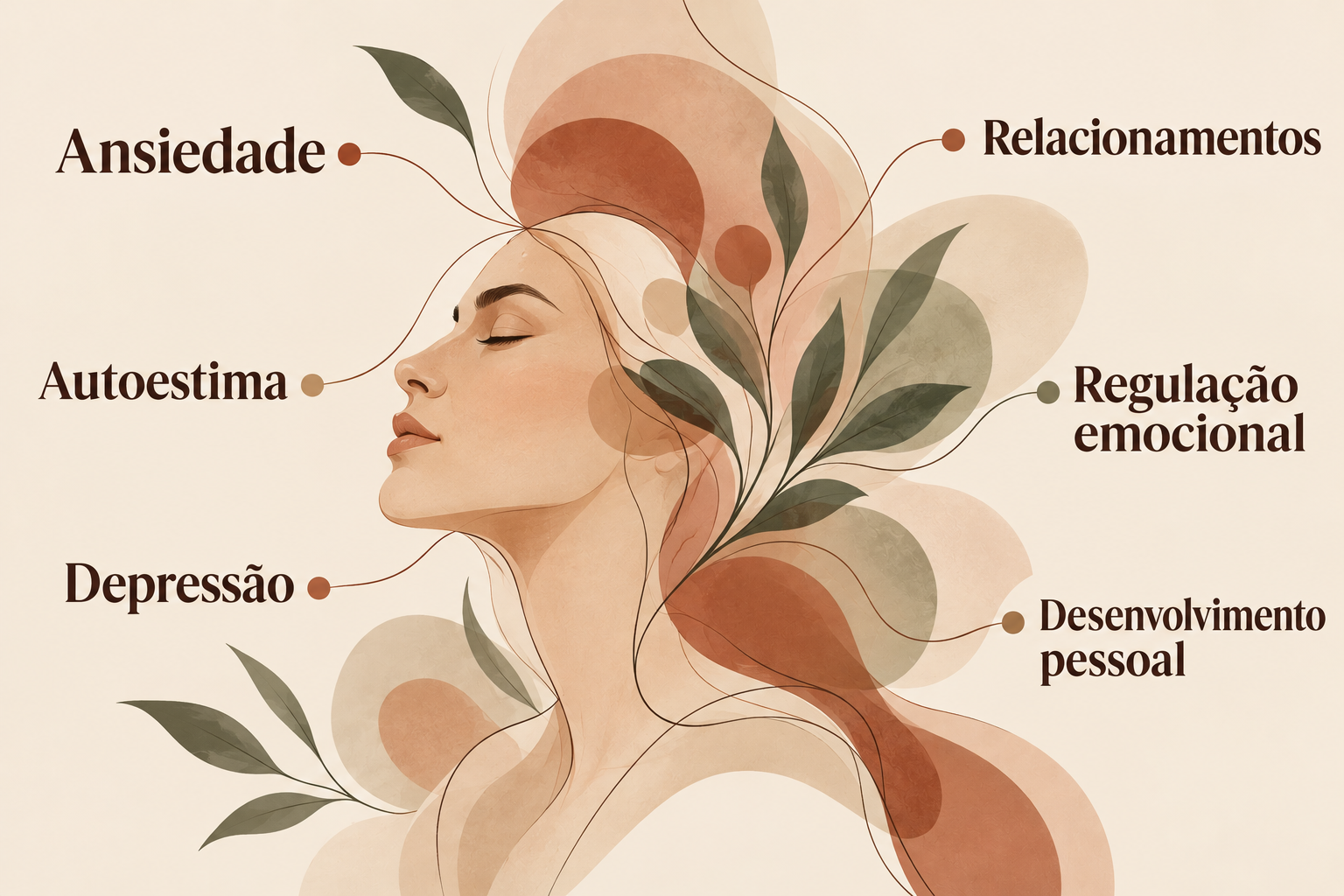 Ilustração sobre saúde mental, emoções e relacionamentos